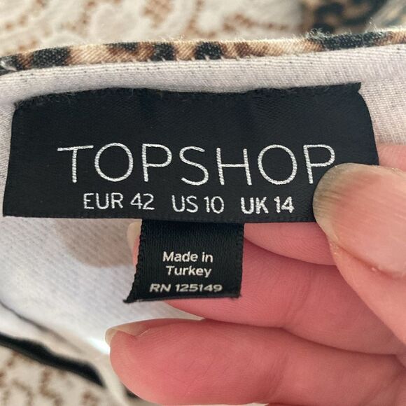 Topshop Leopard Print Ruffled Peplum Mini Skirt Women’s 10 - Picture 8 of 12
